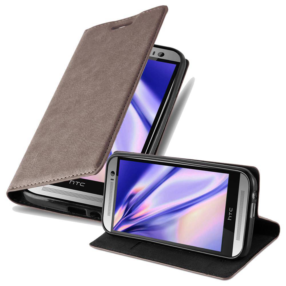 Cadorabo Hülle für HTC ONE M8 Schutz Hülle in Braun Handyhülle Etui Case Cover Magnetverschluss