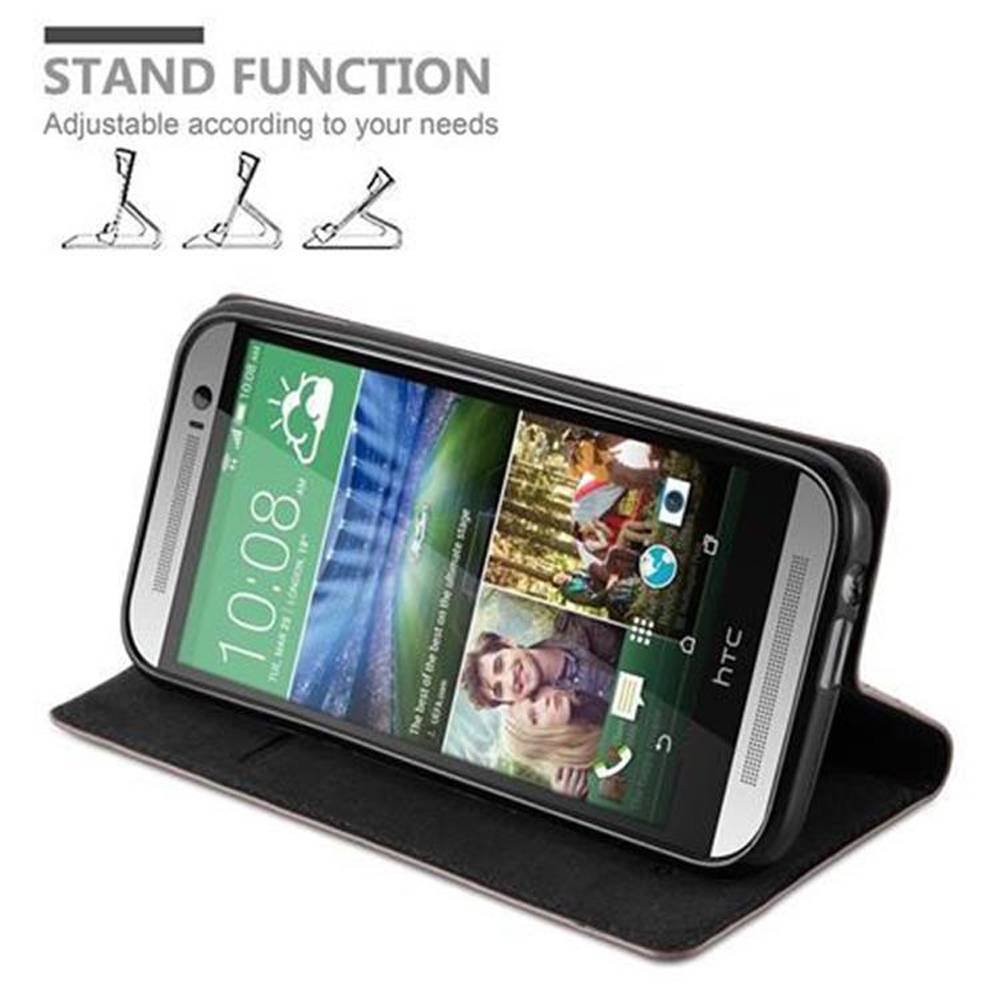 Cadorabo Hülle für HTC ONE M8 Schutz Hülle in Braun Handyhülle Etui Case Cover Magnetverschluss
