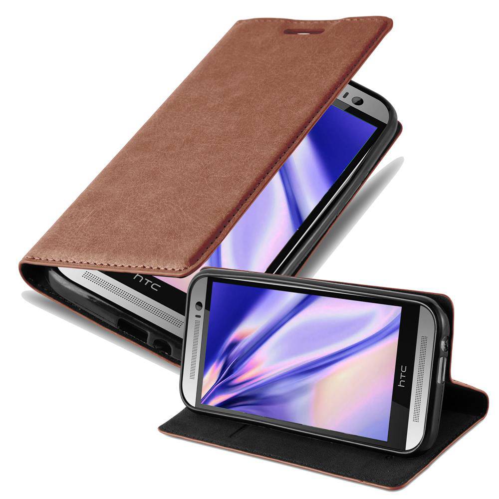 Cadorabo Hülle für HTC ONE M8 Schutz Hülle in Braun Handyhülle Etui Case Cover Magnetverschluss