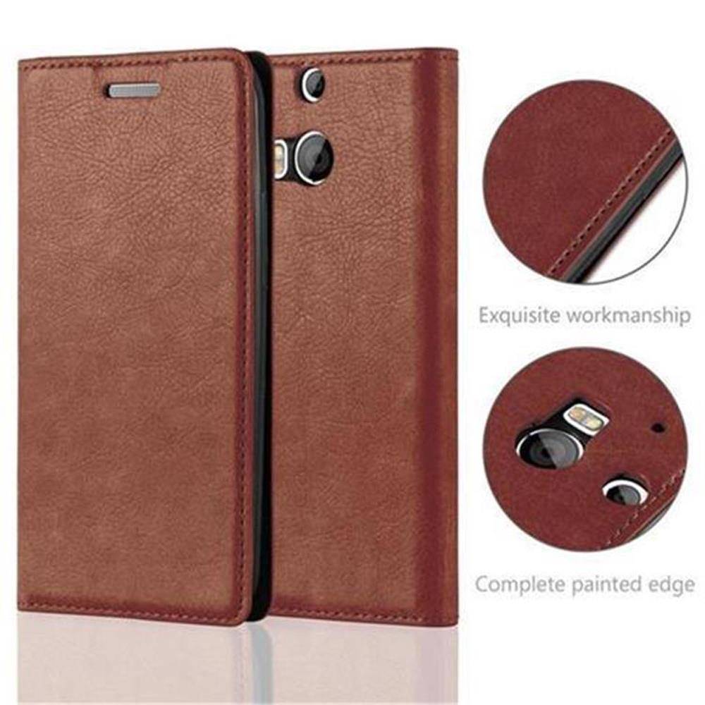 Cadorabo Hülle für HTC ONE M8 Schutz Hülle in Braun Handyhülle Etui Case Cover Magnetverschluss