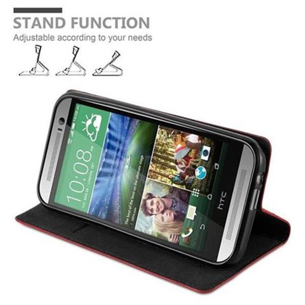 Cadorabo Hülle für HTC ONE M8 Schutz Hülle in Rot Handyhülle Etui Case Cover Magnetverschluss