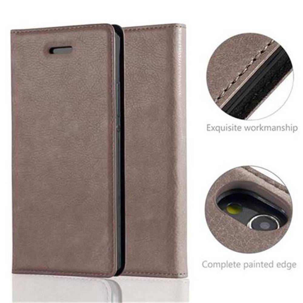 Cadorabo Hülle für Huawei ASCEND P7 Schutz Hülle in Braun Handyhülle Etui Case Cover Magnetverschluss