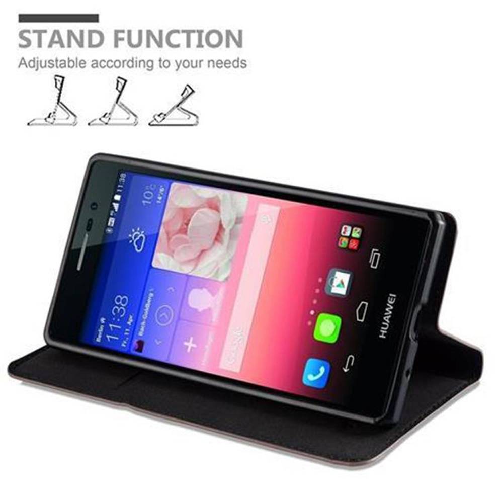 Cadorabo Hülle für Huawei ASCEND P7 Schutz Hülle in Braun Handyhülle Etui Case Cover Magnetverschluss