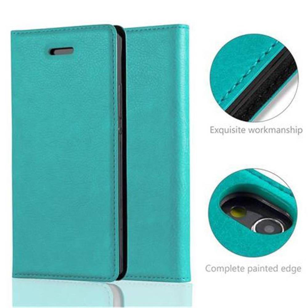 Cadorabo Hülle für Huawei ASCEND P7 Schutz Hülle in Türkis Handyhülle Etui Case Cover Magnetverschluss