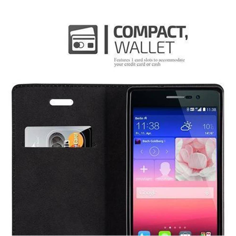 Cadorabo Hülle für Huawei ASCEND P7 Schutz Hülle in Türkis Handyhülle Etui Case Cover Magnetverschluss