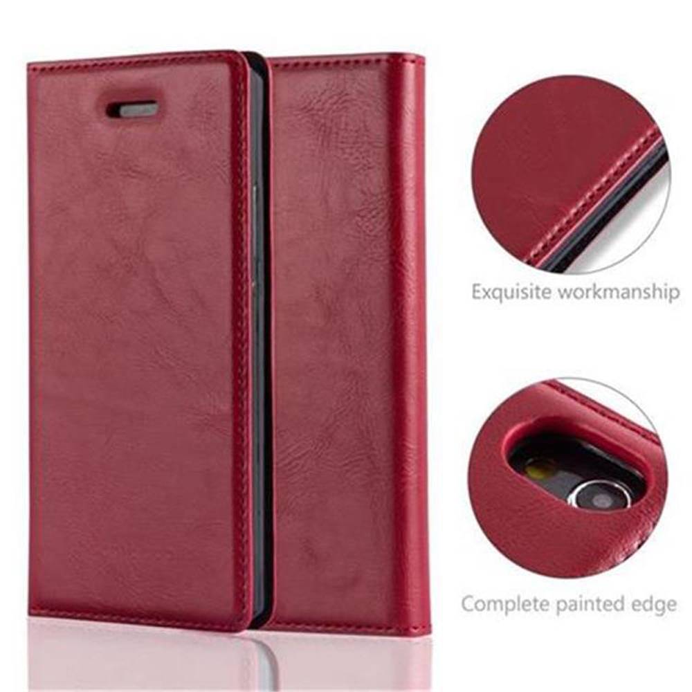 Cadorabo Hülle für Huawei ASCEND P7 Schutz Hülle in Rot Handyhülle Etui Case Cover Magnetverschluss