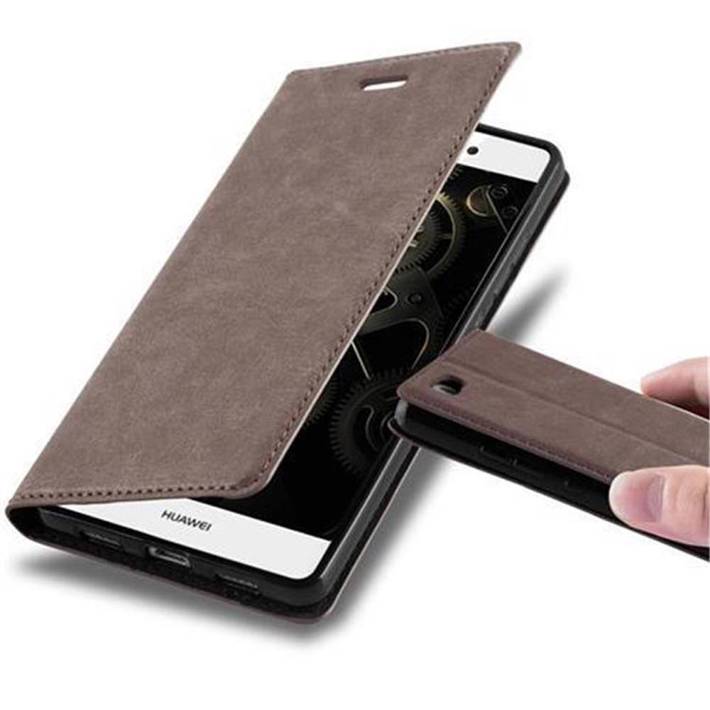 Cadorabo Hülle für Huawei P8 LITE 2015 Schutz Hülle in Braun Handyhülle Etui Case Cover Magnetverschluss