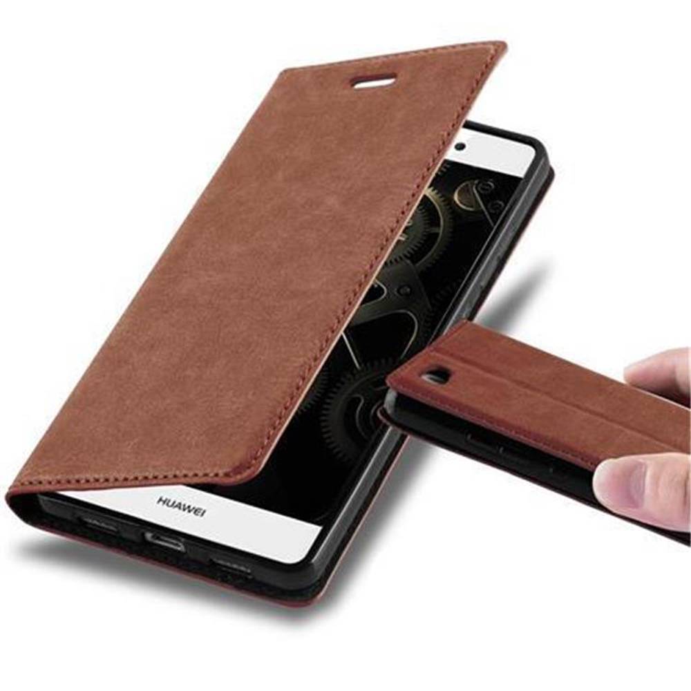 Cadorabo Hülle für Huawei P8 LITE 2015 Schutz Hülle in Braun Handyhülle Etui Case Cover Magnetverschluss