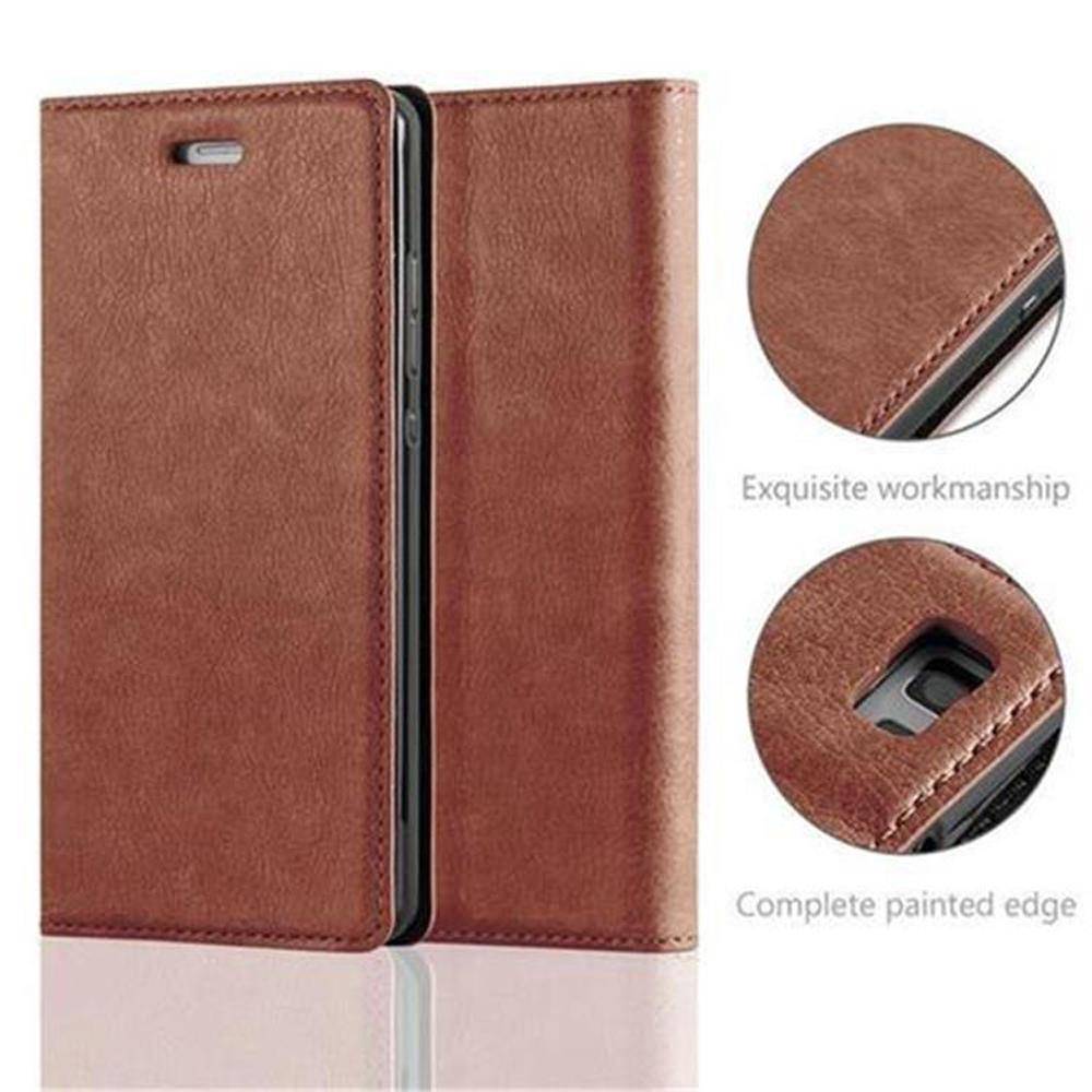 Cadorabo Hülle für Huawei P8 LITE 2015 Schutz Hülle in Braun Handyhülle Etui Case Cover Magnetverschluss