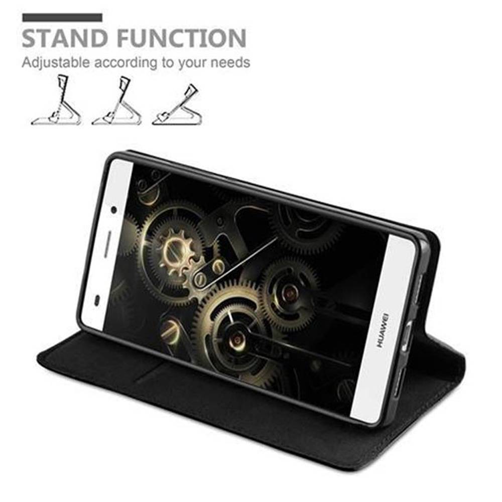 Cadorabo Hülle für Huawei P8 LITE 2015 Schutz Hülle in Schwarz Handyhülle Etui Case Cover Magnetverschluss