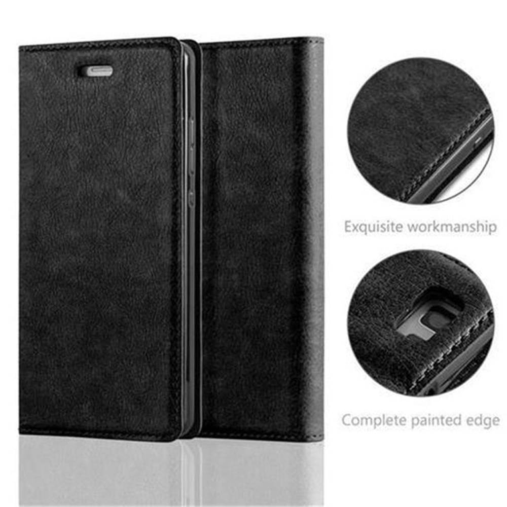 Cadorabo Hülle für Huawei P8 LITE 2015 Schutz Hülle in Schwarz Handyhülle Etui Case Cover Magnetverschluss