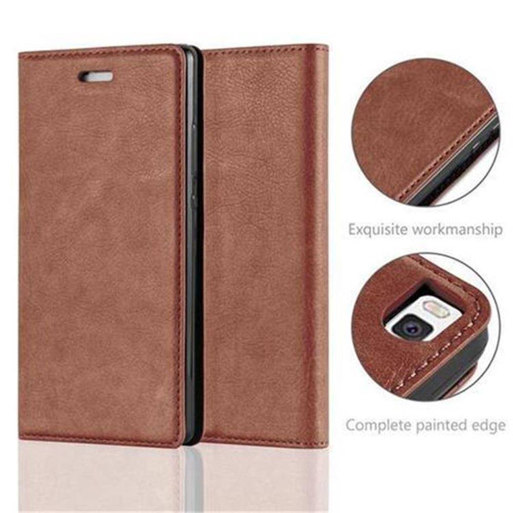 Cadorabo Hülle für Huawei P8 Schutz Hülle in Braun Handyhülle Etui Case Cover Magnetverschluss