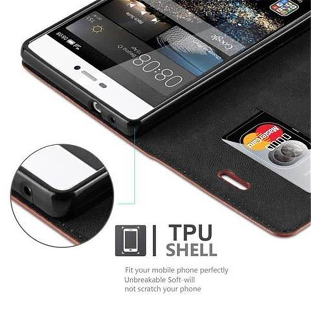 Cadorabo Hülle für Huawei P8 Schutz Hülle in Braun Handyhülle Etui Case Cover Magnetverschluss