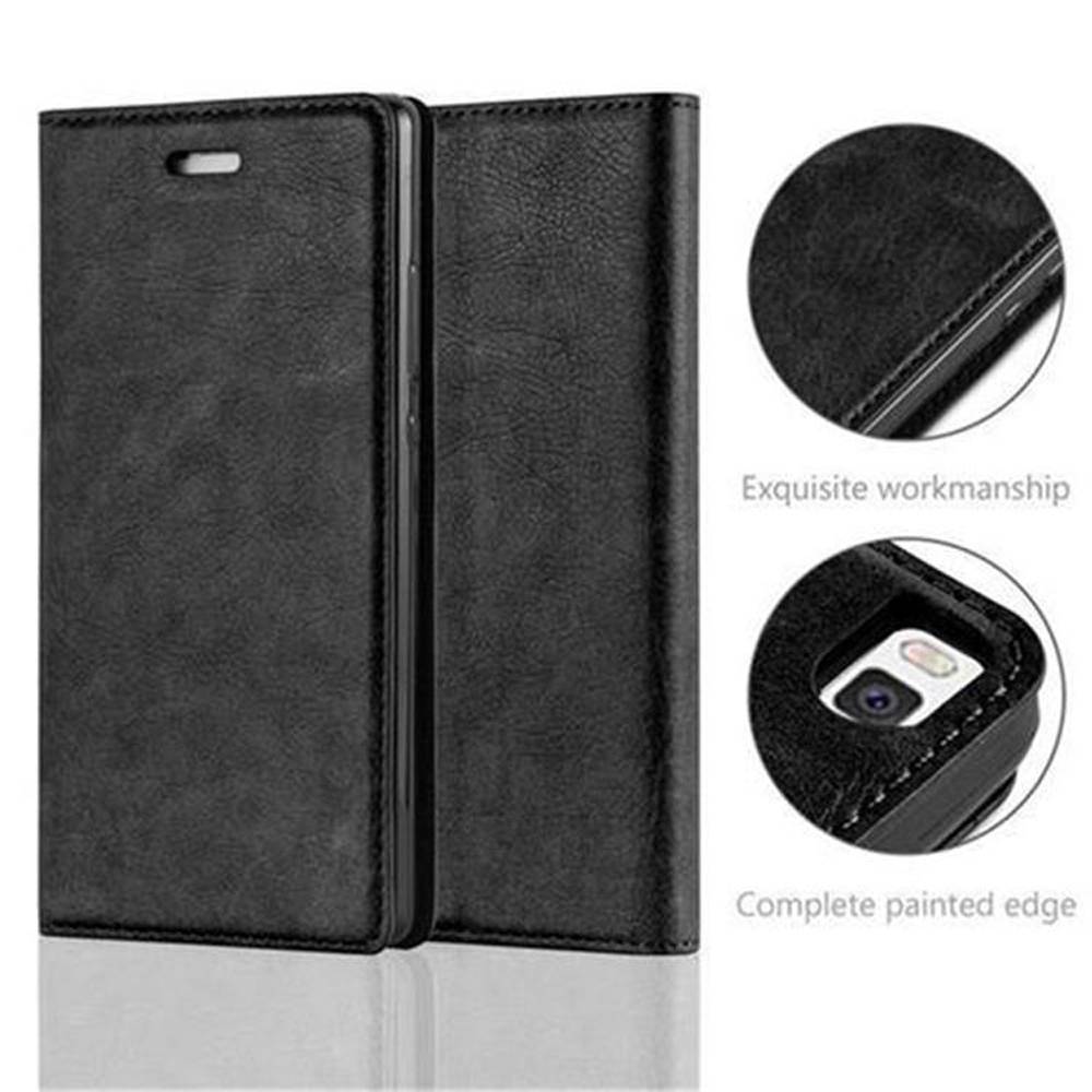 Cadorabo Hülle für Huawei P8 Schutz Hülle in Schwarz Handyhülle Etui Case Cover Magnetverschluss