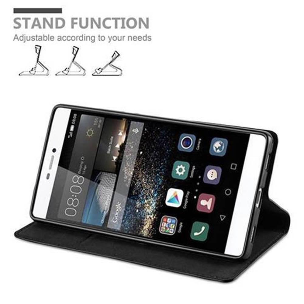Cadorabo Hülle für Huawei P8 Schutz Hülle in Schwarz Handyhülle Etui Case Cover Magnetverschluss