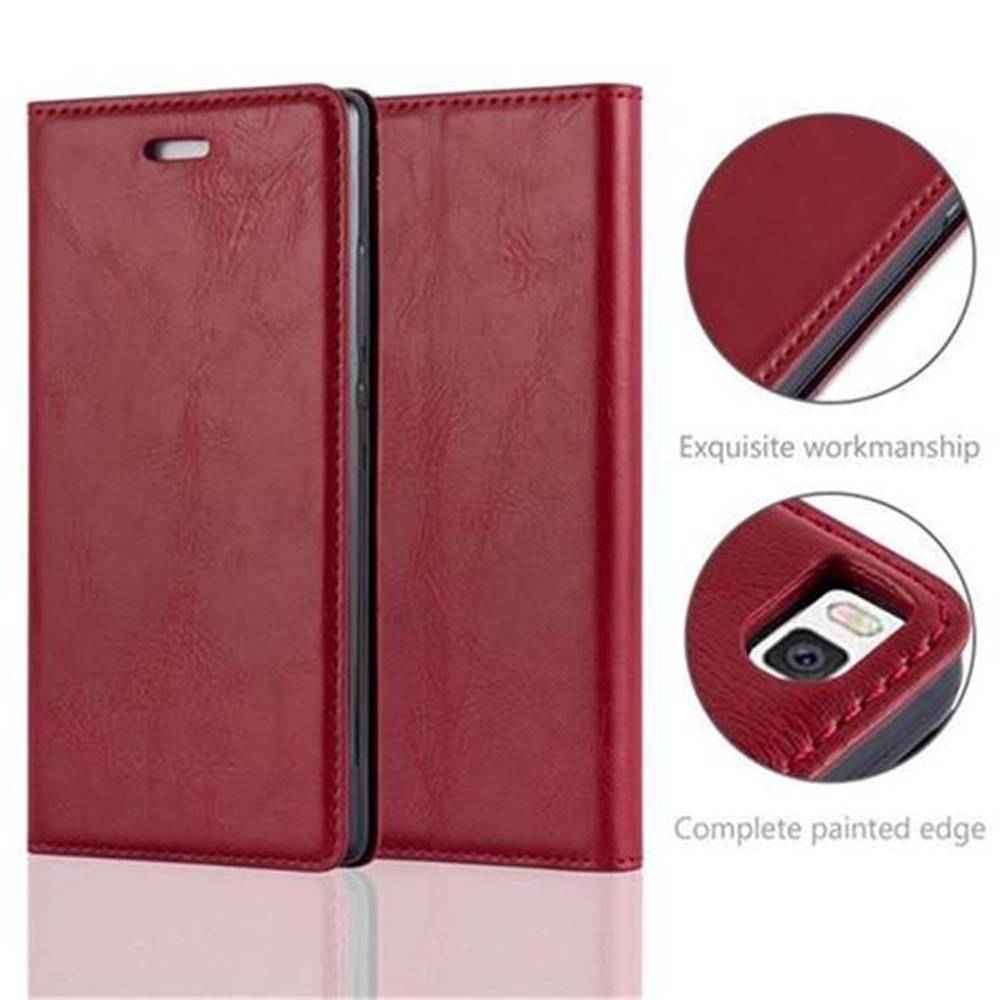Cadorabo Hülle für Huawei P8 Schutz Hülle in Rot Handyhülle Etui Case Cover Magnetverschluss