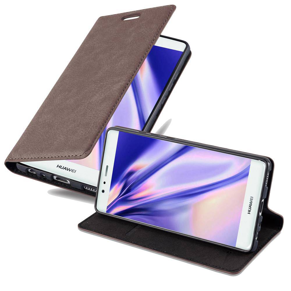 Cadorabo Hülle für Huawei P9 Schutz Hülle in Braun Handyhülle Etui Case Cover Magnetverschluss