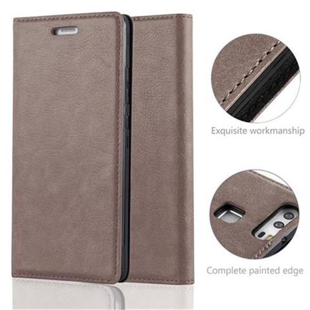 Cadorabo Hülle für Huawei P9 Schutz Hülle in Braun Handyhülle Etui Case Cover Magnetverschluss