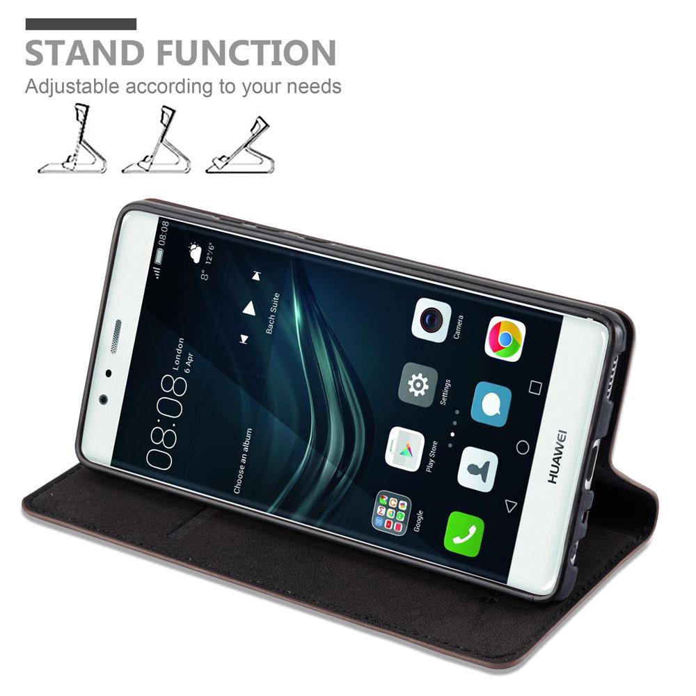 Cadorabo Hülle für Huawei P9 Schutz Hülle in Braun Handyhülle Etui Case Cover Magnetverschluss