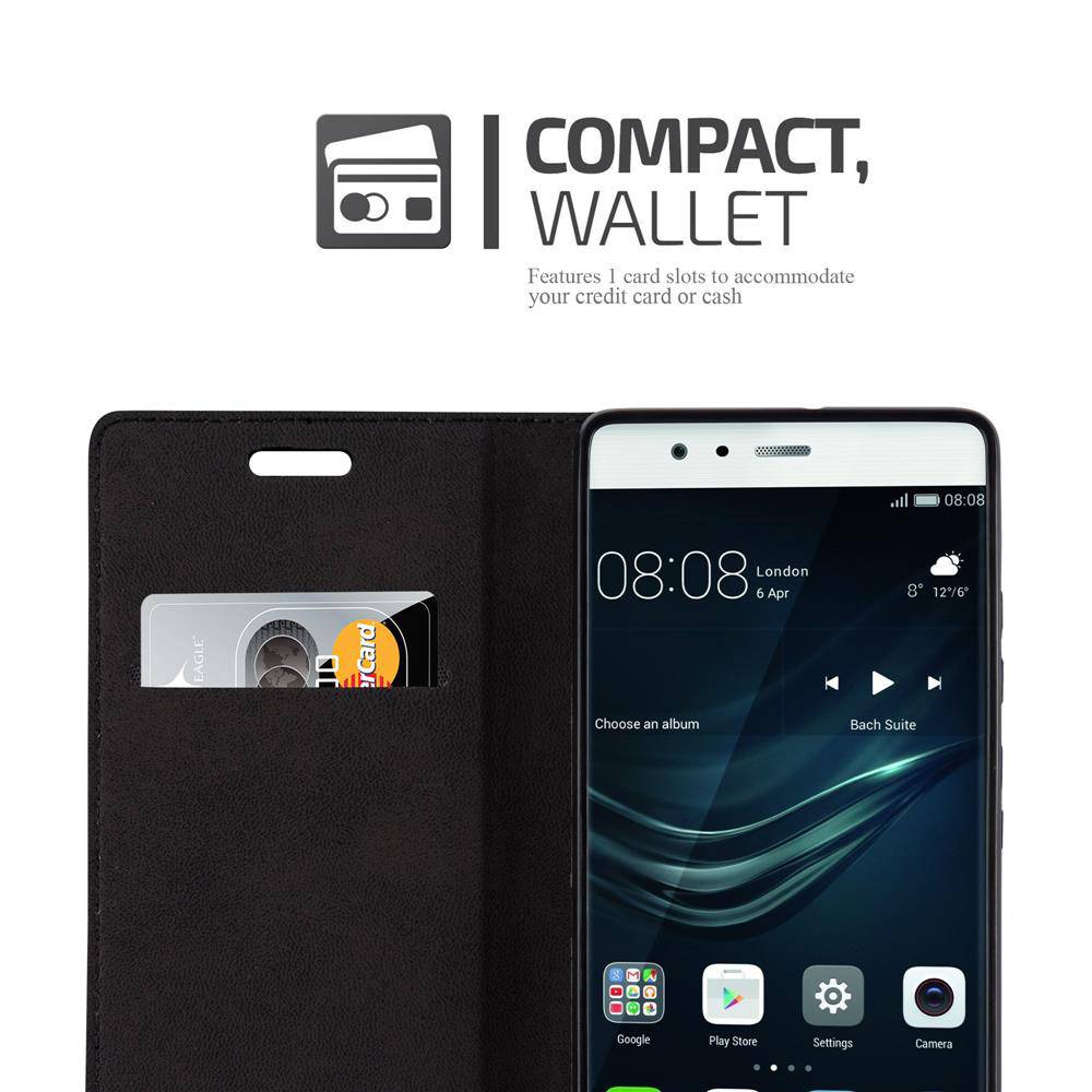 Cadorabo Hülle für Huawei P9 Schutz Hülle in Braun Handyhülle Etui Case Cover Magnetverschluss