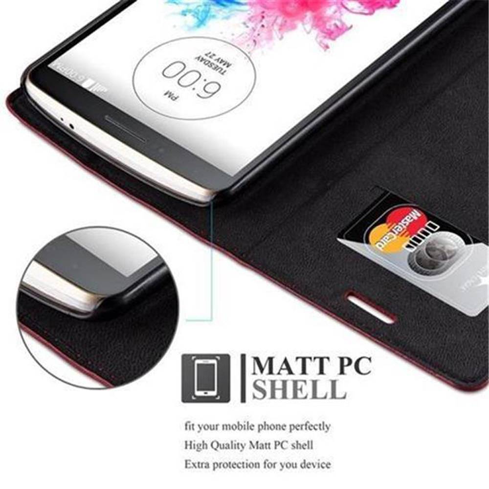 Cadorabo Hülle für LG G3 Schutz Hülle in Rot Handyhülle Etui Case Cover Magnetverschluss