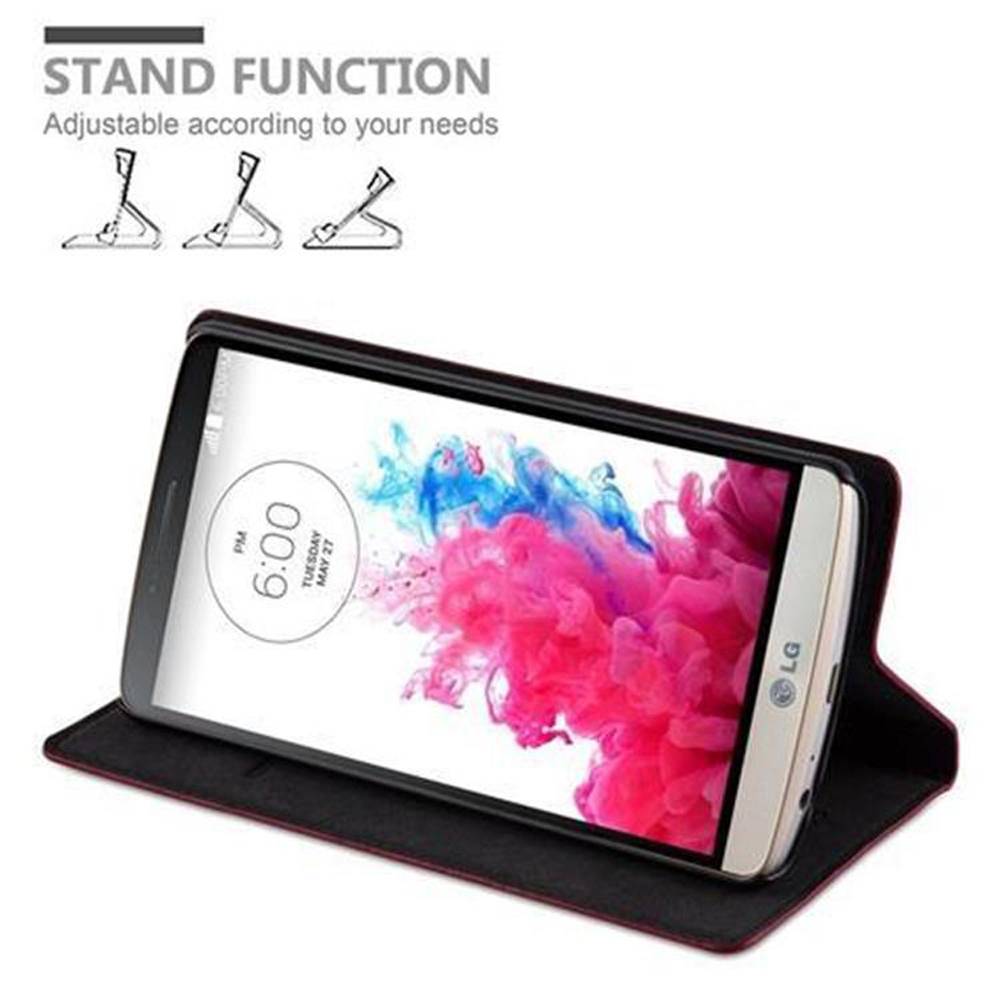 Cadorabo Hülle für LG G3 Schutz Hülle in Rot Handyhülle Etui Case Cover Magnetverschluss