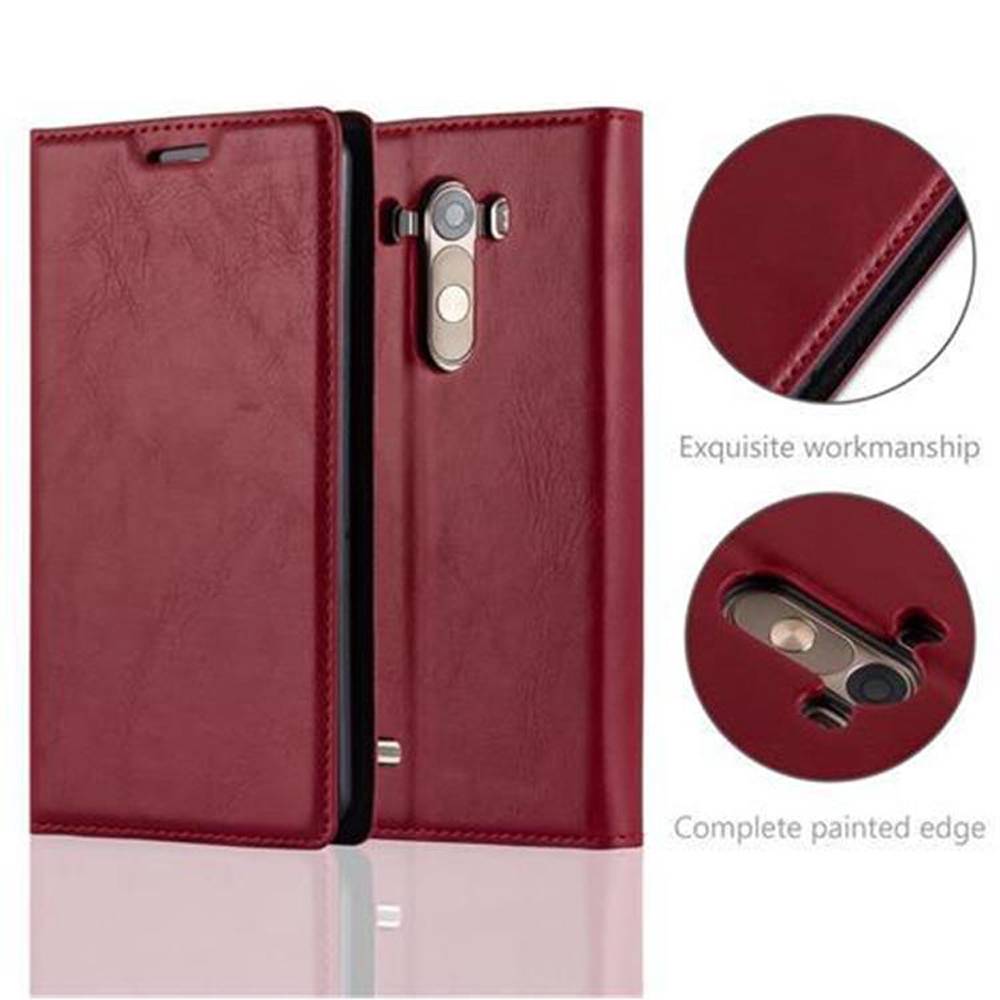 Cadorabo Hülle für LG G3 Schutz Hülle in Rot Handyhülle Etui Case Cover Magnetverschluss