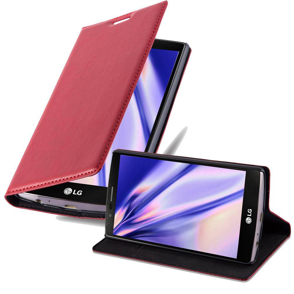 Cadorabo Hülle für LG G4 / G4 PLUS Schutz Hülle in Rot Handyhülle Etui Case Cover Magnetverschluss