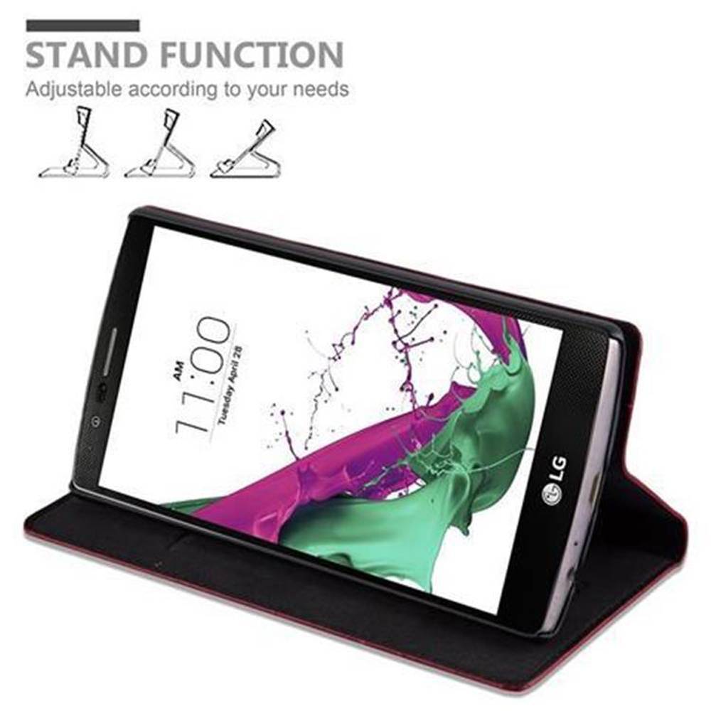 Cadorabo Hülle für LG G4 / G4 PLUS Schutz Hülle in Rot Handyhülle Etui Case Cover Magnetverschluss