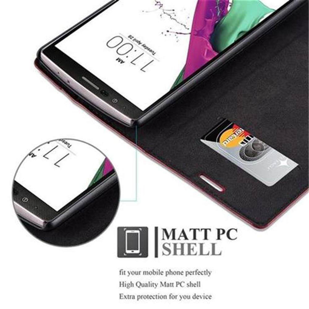 Cadorabo Hülle für LG G4 / G4 PLUS Schutz Hülle in Rot Handyhülle Etui Case Cover Magnetverschluss