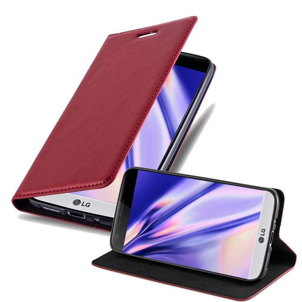 Cadorabo Hülle für LG G5 Schutz Hülle in Rot Handyhülle Etui Case Cover Magnetverschluss
