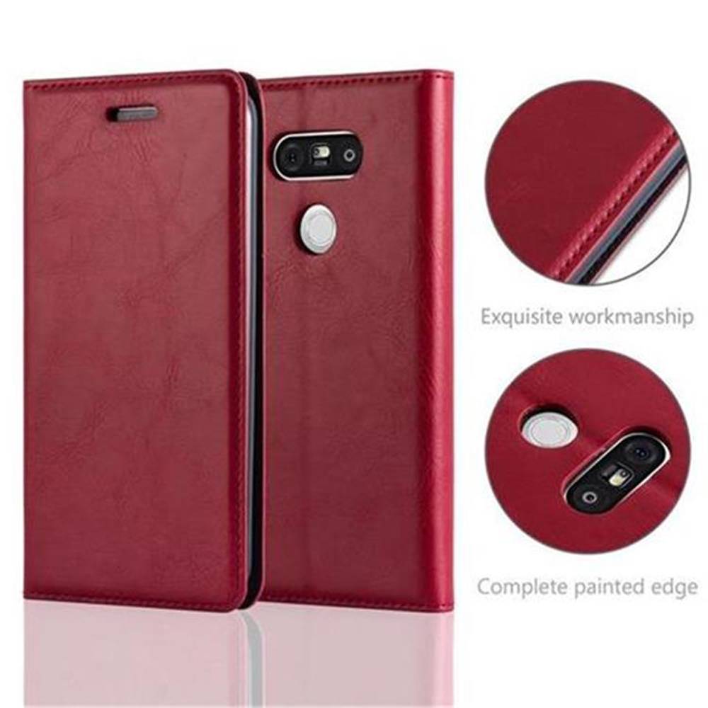 Cadorabo Hülle für LG G5 Schutz Hülle in Rot Handyhülle Etui Case Cover Magnetverschluss