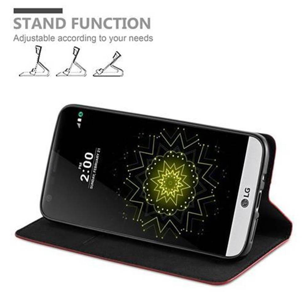 Cadorabo Hülle für LG G5 Schutz Hülle in Rot Handyhülle Etui Case Cover Magnetverschluss
