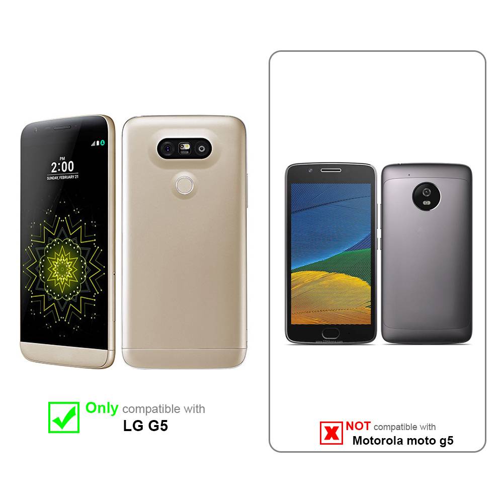 Cadorabo Hülle für LG G5 Schutz Hülle in Rot Handyhülle Etui Case Cover Magnetverschluss