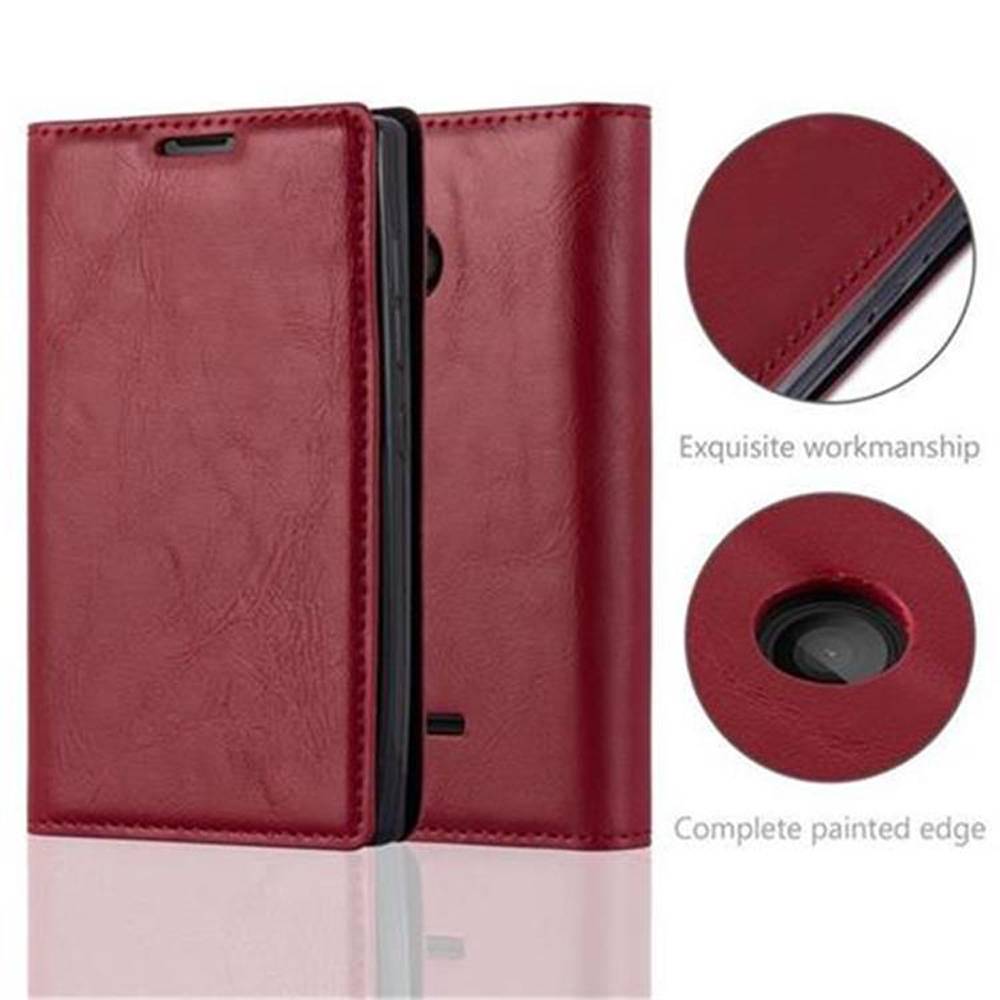 Cadorabo Hülle für Nokia Lumia 435 Schutz Hülle in Rot Handyhülle Etui Case Cover Magnetverschluss
