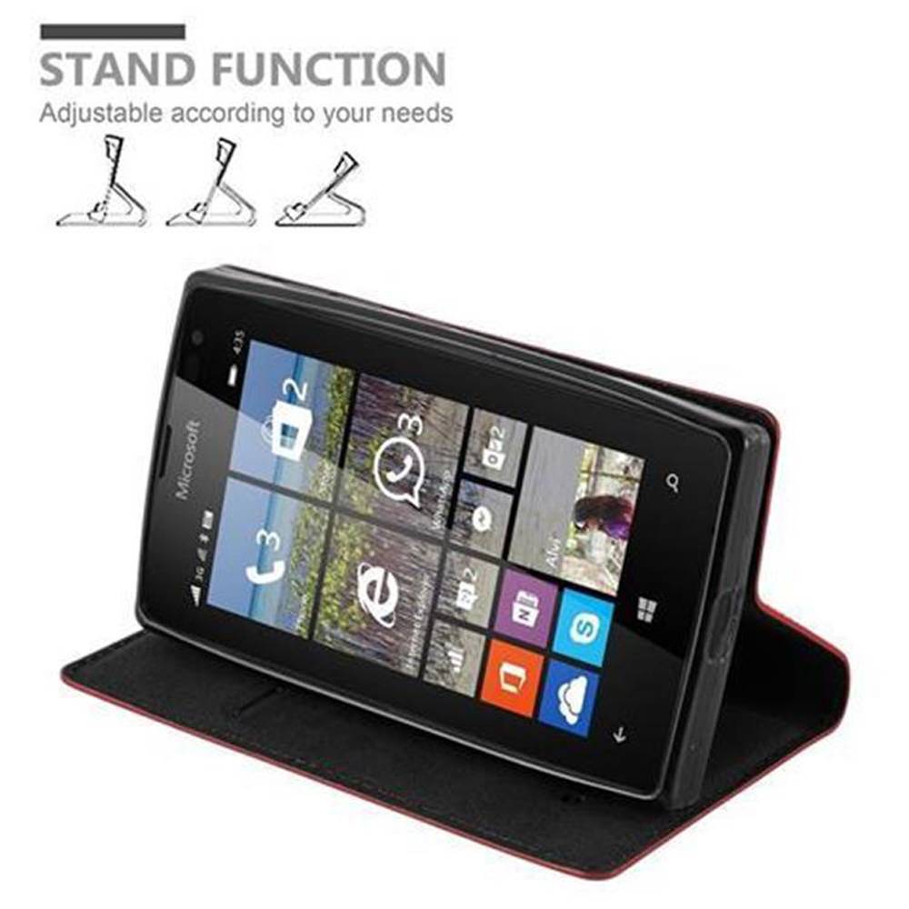 Cadorabo Hülle für Nokia Lumia 435 Schutz Hülle in Rot Handyhülle Etui Case Cover Magnetverschluss