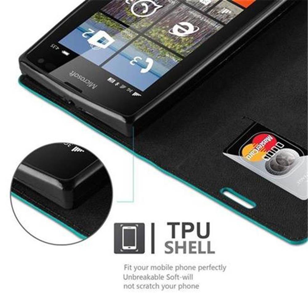 Cadorabo Hülle für Nokia Lumia 435 Schutz Hülle in Türkis Handyhülle Etui Case Cover Magnetverschluss
