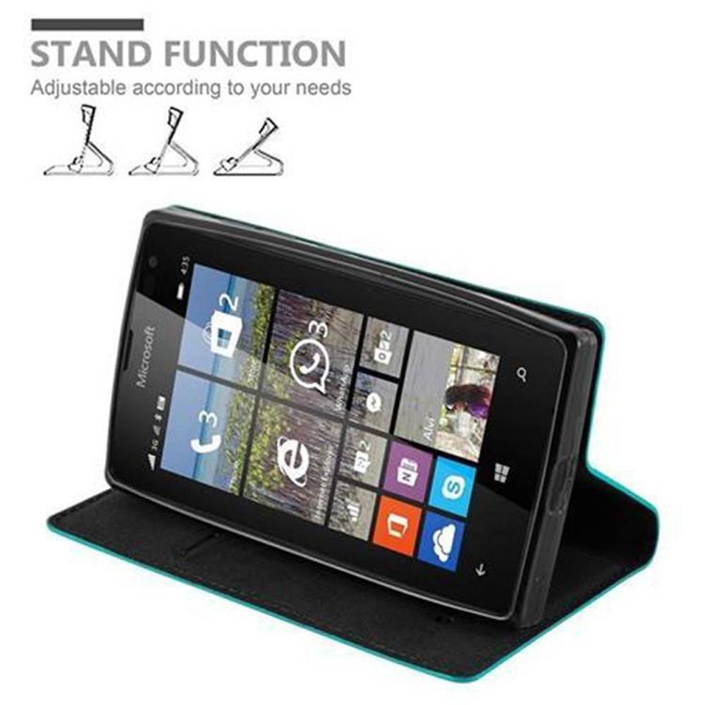 Cadorabo Hülle für Nokia Lumia 435 Schutz Hülle in Türkis Handyhülle Etui Case Cover Magnetverschluss