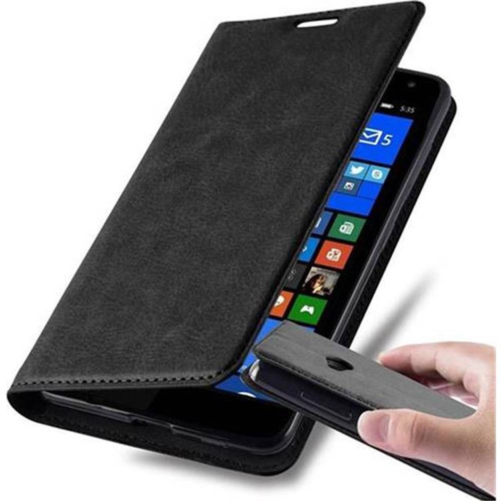 Cadorabo Hülle für Nokia Lumia 535 Schutz Hülle in Schwarz Handyhülle Etui Case Cover Magnetverschluss