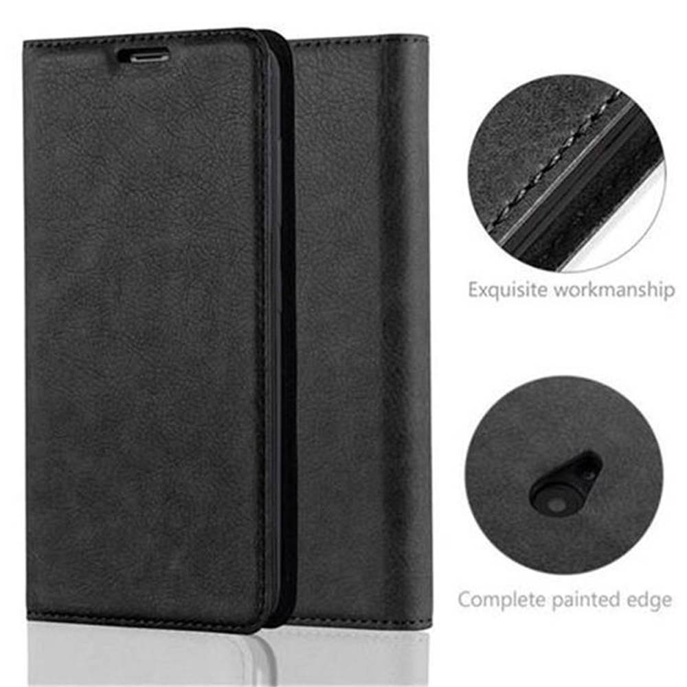 Cadorabo Hülle für Nokia Lumia 535 Schutz Hülle in Schwarz Handyhülle Etui Case Cover Magnetverschluss