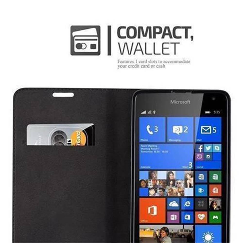 Cadorabo Hülle für Nokia Lumia 535 Schutz Hülle in Schwarz Handyhülle Etui Case Cover Magnetverschluss