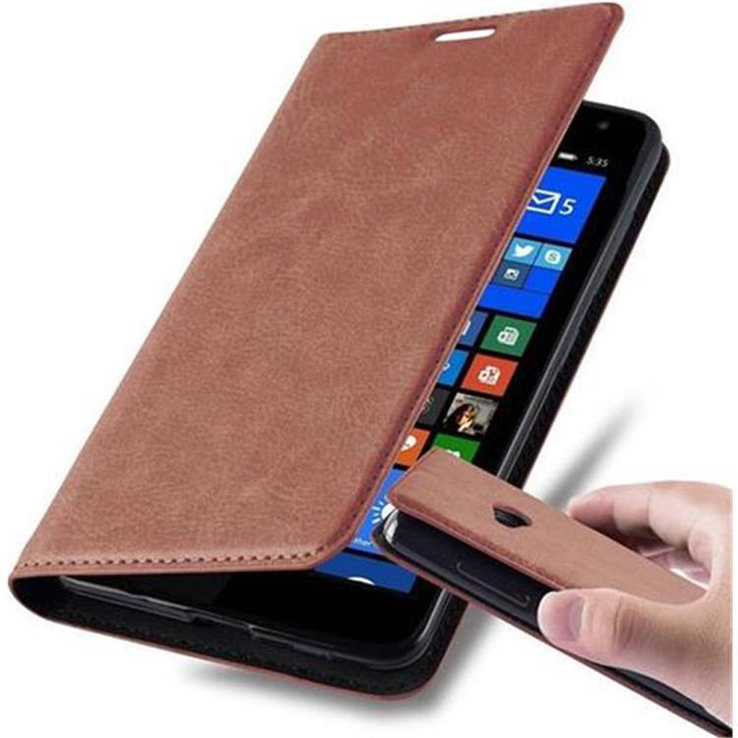 Cadorabo Hülle für Nokia Lumia 535 Schutz Hülle in Braun Handyhülle Etui Case Cover Magnetverschluss