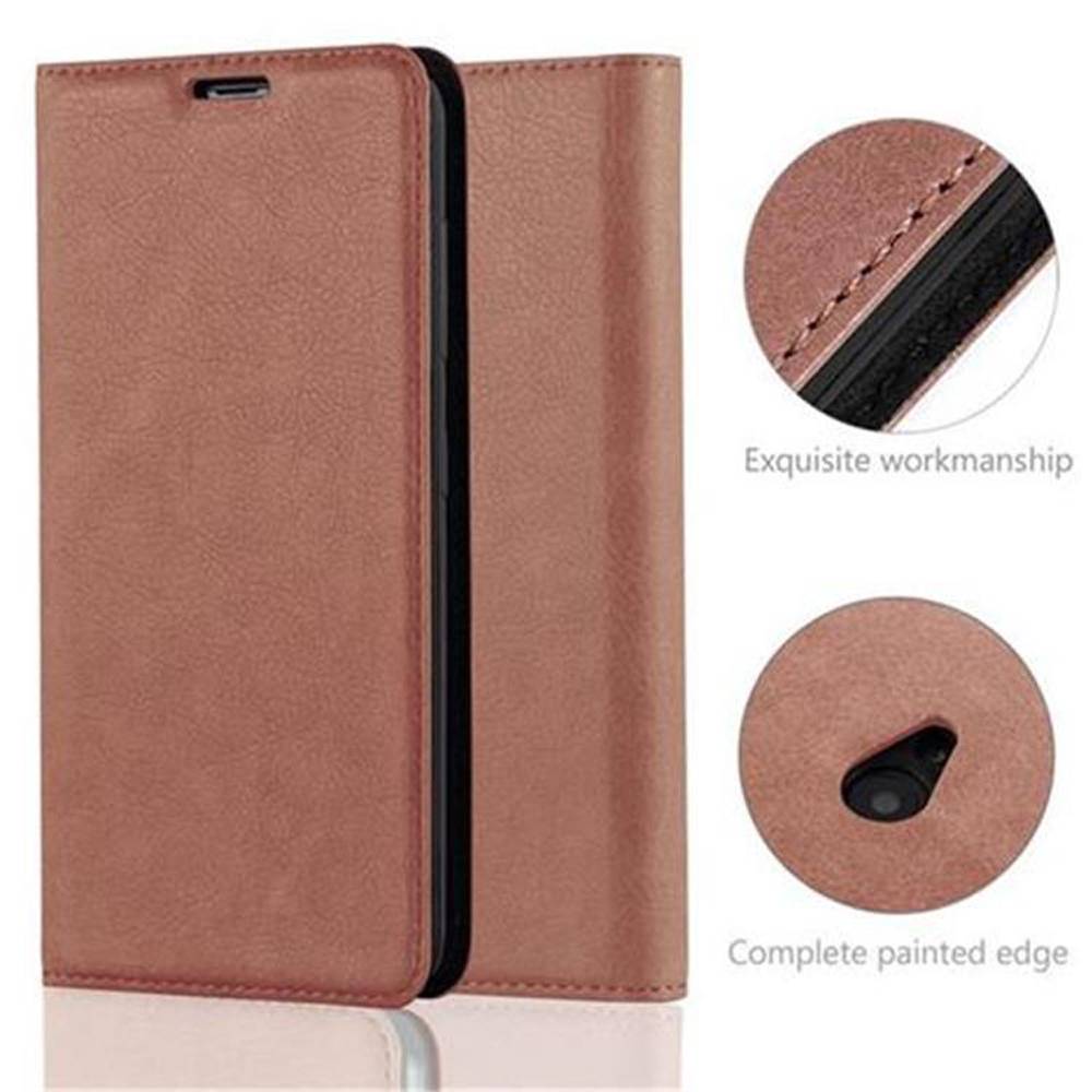 Cadorabo Hülle für Nokia Lumia 535 Schutz Hülle in Braun Handyhülle Etui Case Cover Magnetverschluss