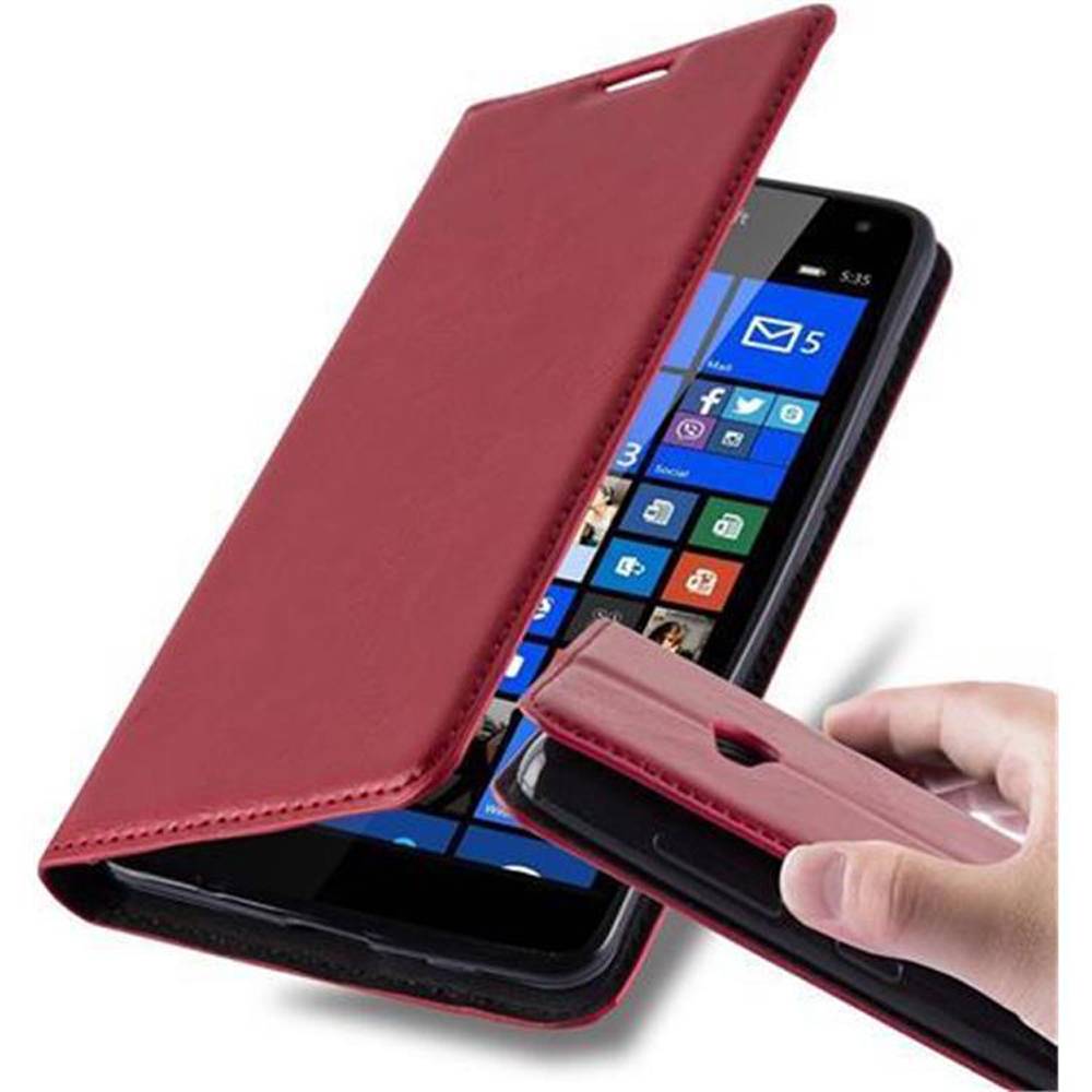 Cadorabo Hülle für Nokia Lumia 535 Schutz Hülle in Rot Handyhülle Etui Case Cover Magnetverschluss