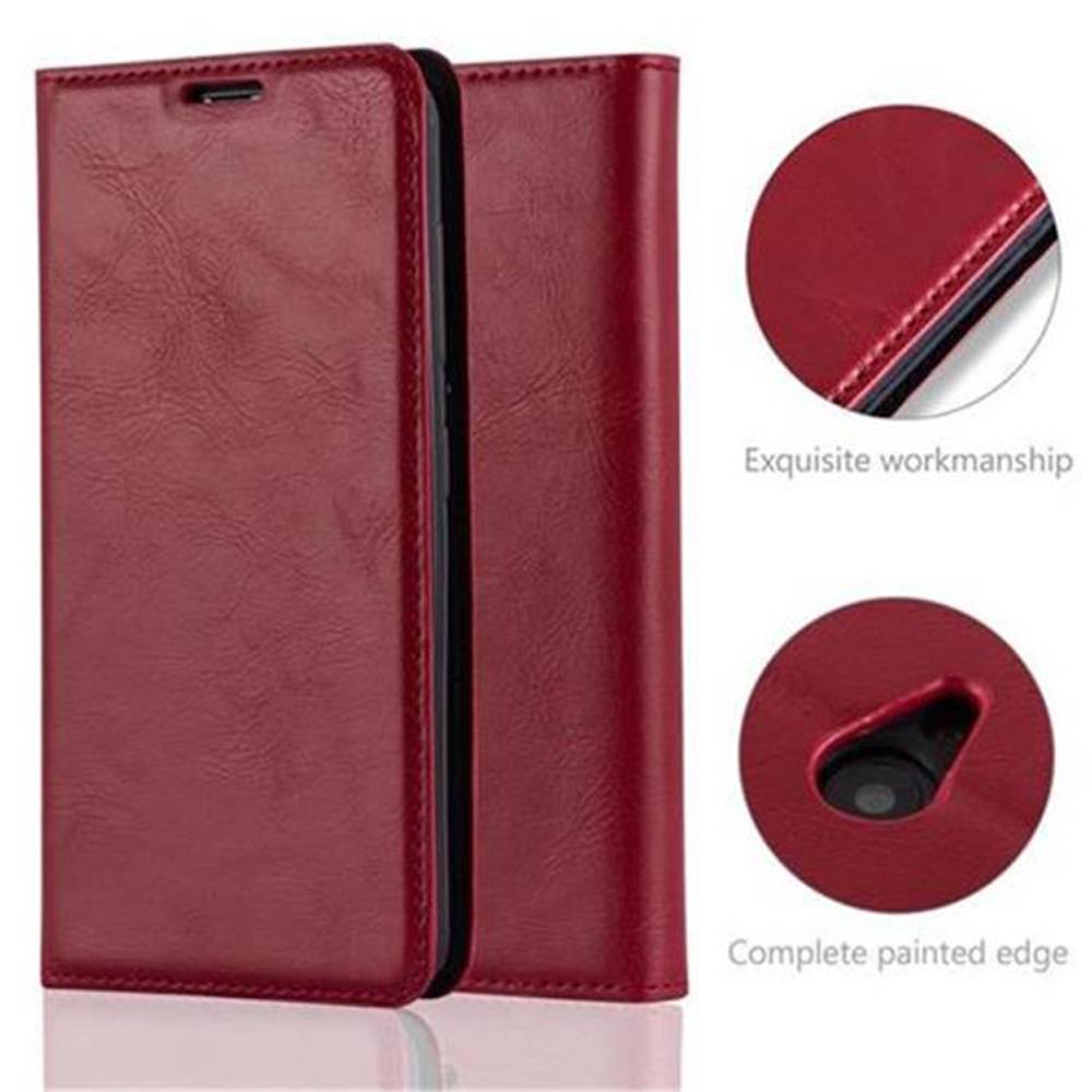 Cadorabo Hülle für Nokia Lumia 535 Schutz Hülle in Rot Handyhülle Etui Case Cover Magnetverschluss
