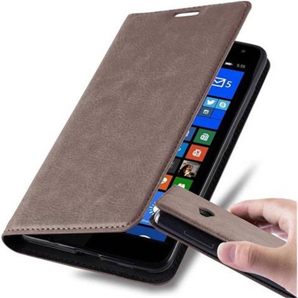 Cadorabo Hülle für Nokia Lumia 535 Schutz Hülle in Braun Handyhülle Etui Case Cover Magnetverschluss