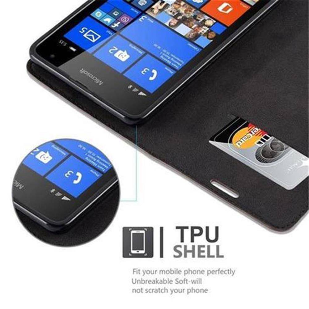 Cadorabo Hülle für Nokia Lumia 535 Schutz Hülle in Braun Handyhülle Etui Case Cover Magnetverschluss