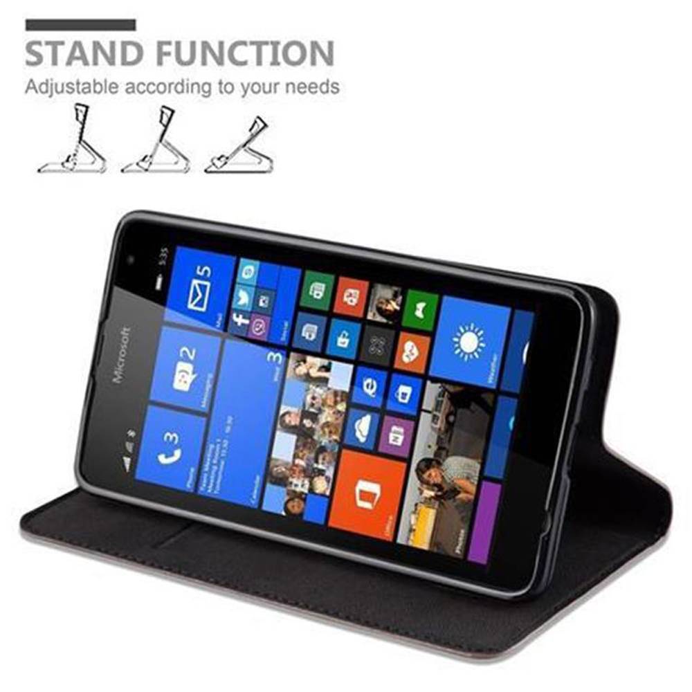 Cadorabo Hülle für Nokia Lumia 535 Schutz Hülle in Braun Handyhülle Etui Case Cover Magnetverschluss