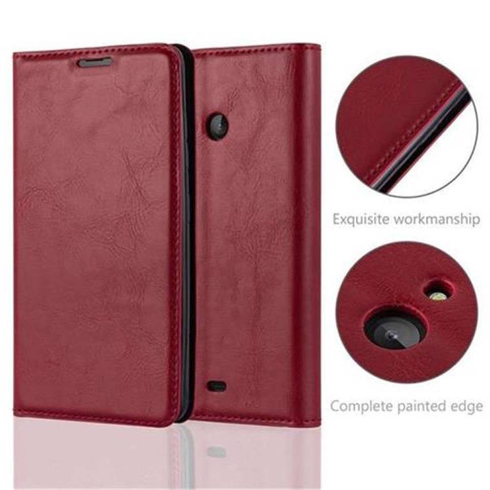 Cadorabo Hülle für Nokia Lumia 540 Schutz Hülle in Rot Handyhülle Etui Case Cover Magnetverschluss