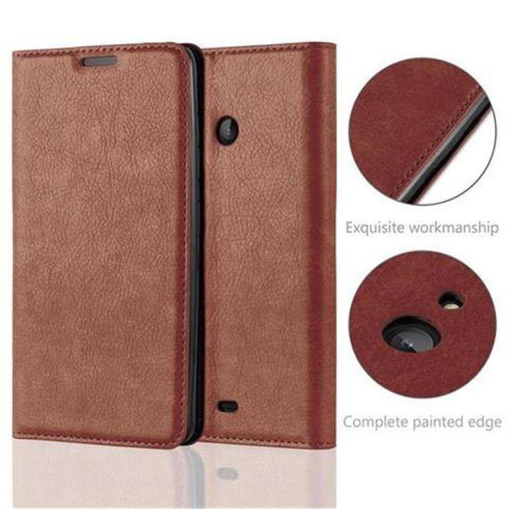 Cadorabo Hülle für Nokia Lumia 540 Schutz Hülle in Braun Handyhülle Etui Case Cover Magnetverschluss